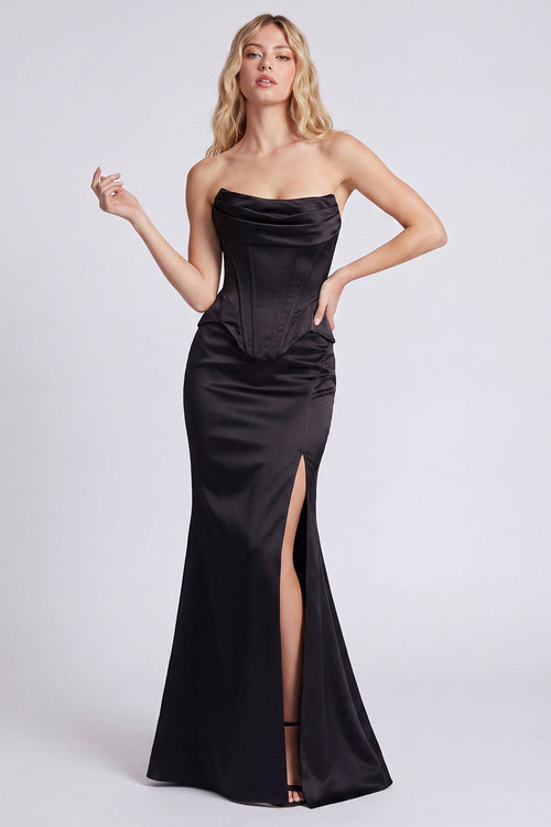 Black Strapless Mermaid Evening Dress